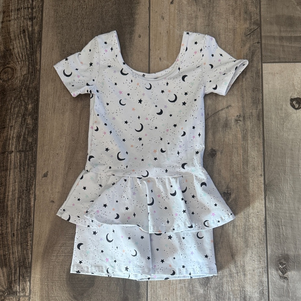 Wild rich kids star and moon skirted romper